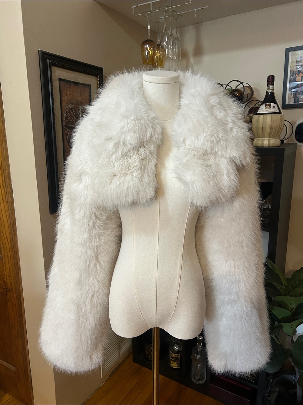 AKIRA Ivory Faux Fur Jacket